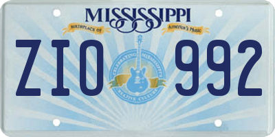 MS license plate ZIO992