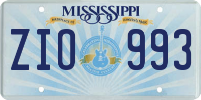 MS license plate ZIO993