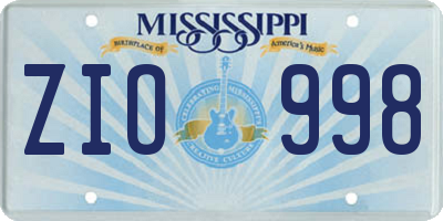 MS license plate ZIO998