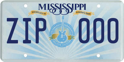 MS license plate ZIP000