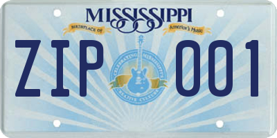 MS license plate ZIP001