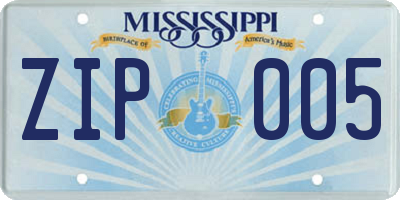 MS license plate ZIP005