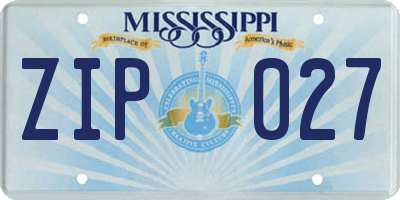 MS license plate ZIP027