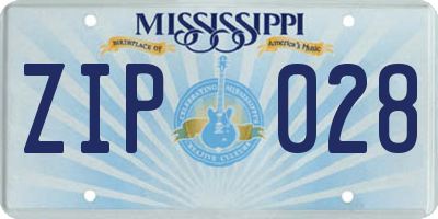 MS license plate ZIP028