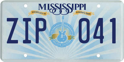MS license plate ZIP041