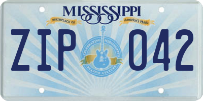 MS license plate ZIP042