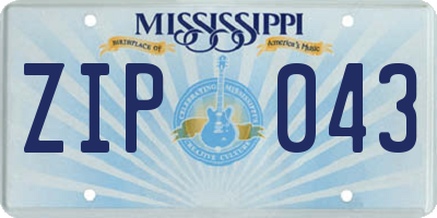 MS license plate ZIP043