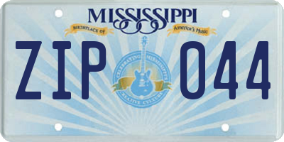 MS license plate ZIP044