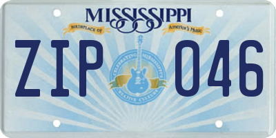 MS license plate ZIP046