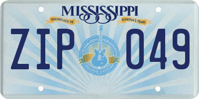 MS license plate ZIP049
