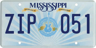 MS license plate ZIP051