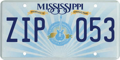 MS license plate ZIP053