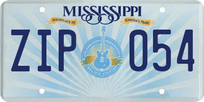 MS license plate ZIP054