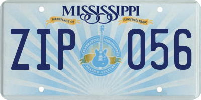 MS license plate ZIP056