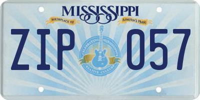 MS license plate ZIP057