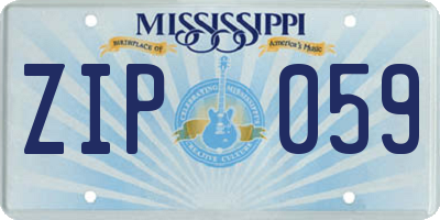 MS license plate ZIP059