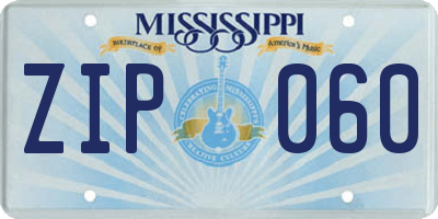 MS license plate ZIP060