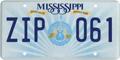 MS license plate ZIP061