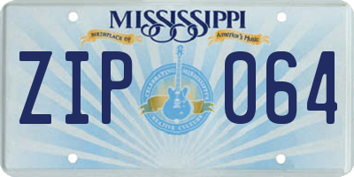 MS license plate ZIP064