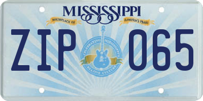 MS license plate ZIP065