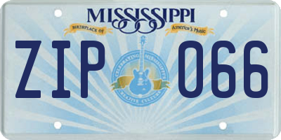 MS license plate ZIP066