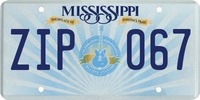 MS license plate ZIP067