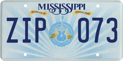 MS license plate ZIP073