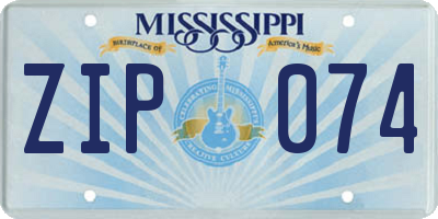 MS license plate ZIP074