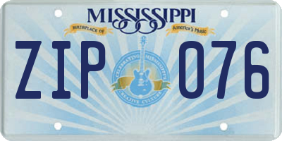 MS license plate ZIP076
