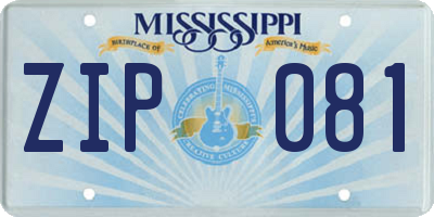 MS license plate ZIP081