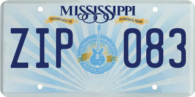 MS license plate ZIP083