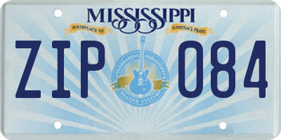 MS license plate ZIP084