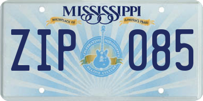 MS license plate ZIP085