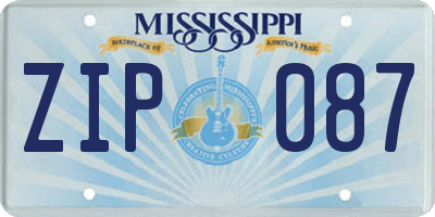 MS license plate ZIP087