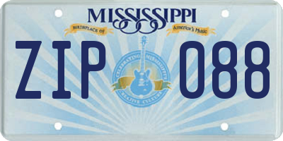 MS license plate ZIP088