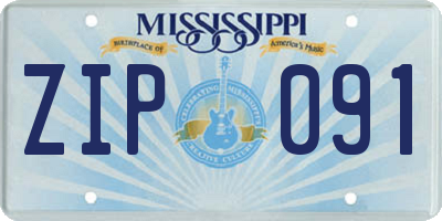 MS license plate ZIP091