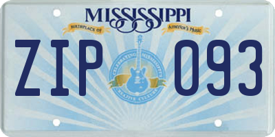 MS license plate ZIP093