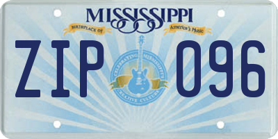 MS license plate ZIP096