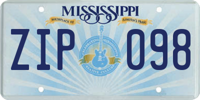 MS license plate ZIP098