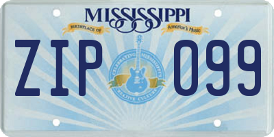 MS license plate ZIP099