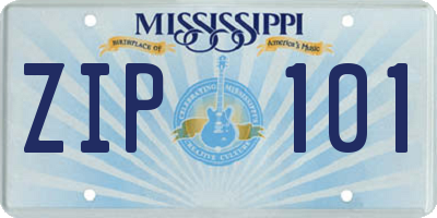 MS license plate ZIP101