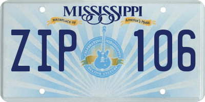 MS license plate ZIP106