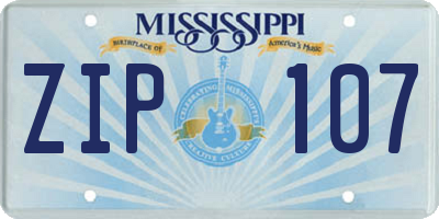 MS license plate ZIP107