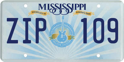MS license plate ZIP109