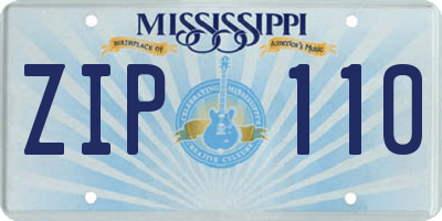 MS license plate ZIP110