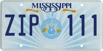 MS license plate ZIP111