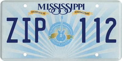 MS license plate ZIP112