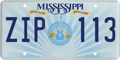 MS license plate ZIP113