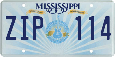 MS license plate ZIP114