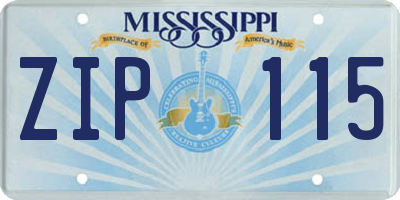 MS license plate ZIP115